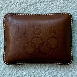 Vintage Coach Brown and Black Leather USA Olympic Paperweight No. 659 0036